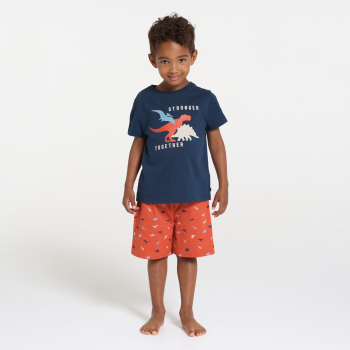 بيجاما صيفية من قطعتين برتقالية اللون من الجيرسيه للأولاد